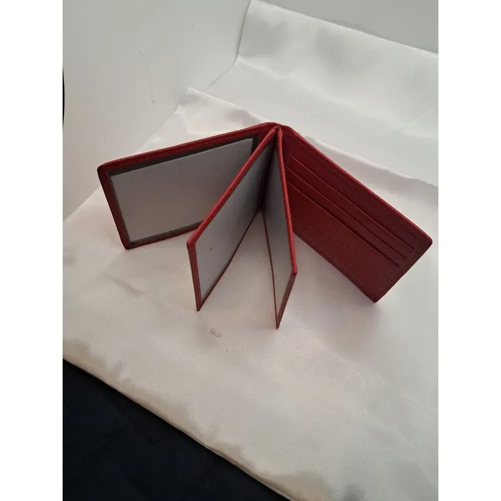 Holiday Sale! Red Minimalist Alligator Leather Slim Unisex Card-Cash Wallet